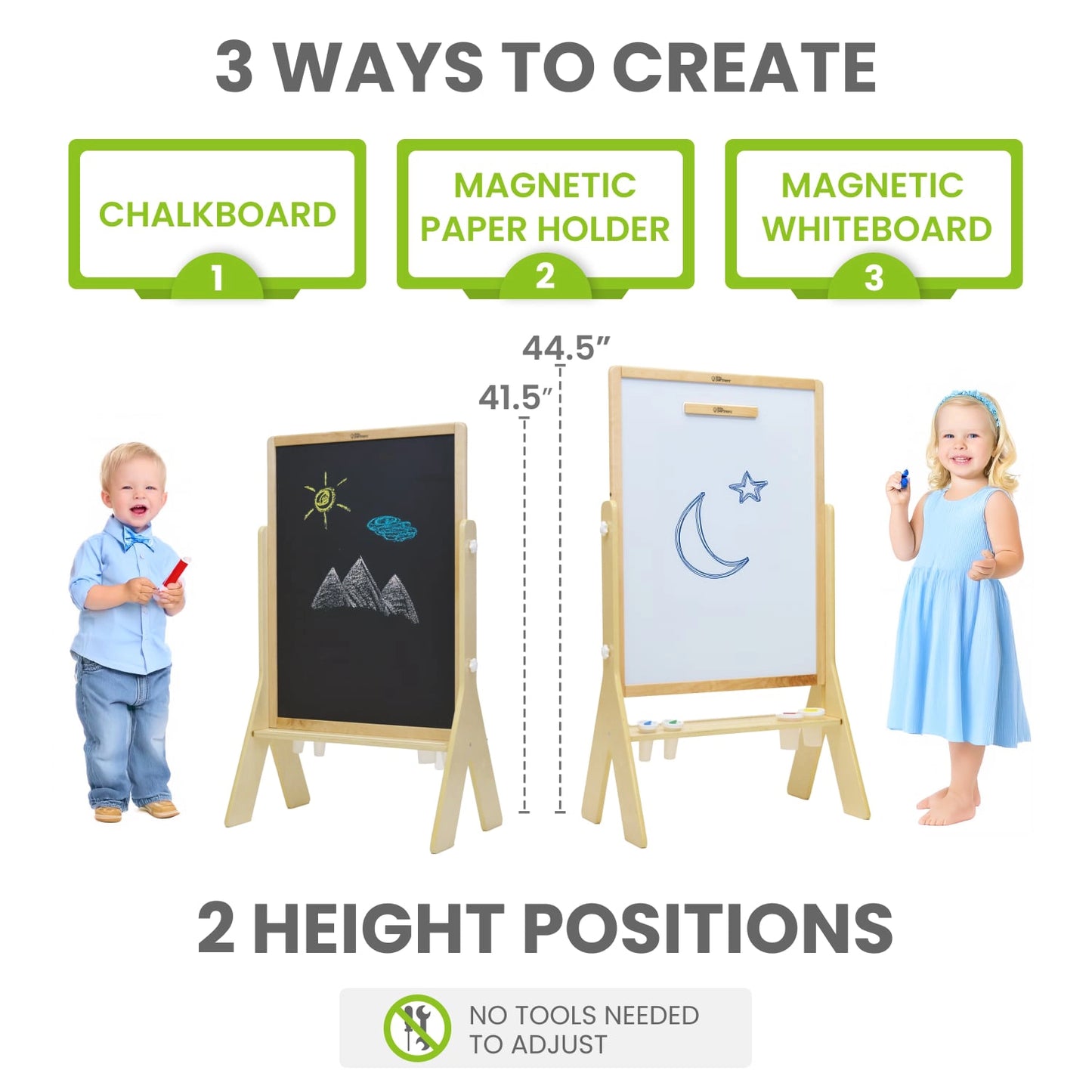 Whiteboard and Chalkboard Easel for Kids