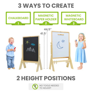 Whiteboard and Chalkboard Easel for Kids