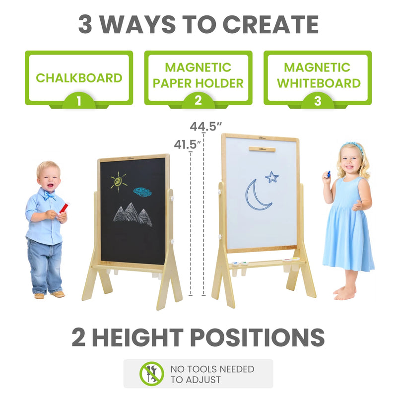 Whiteboard and Chalkboard Easel for Kids